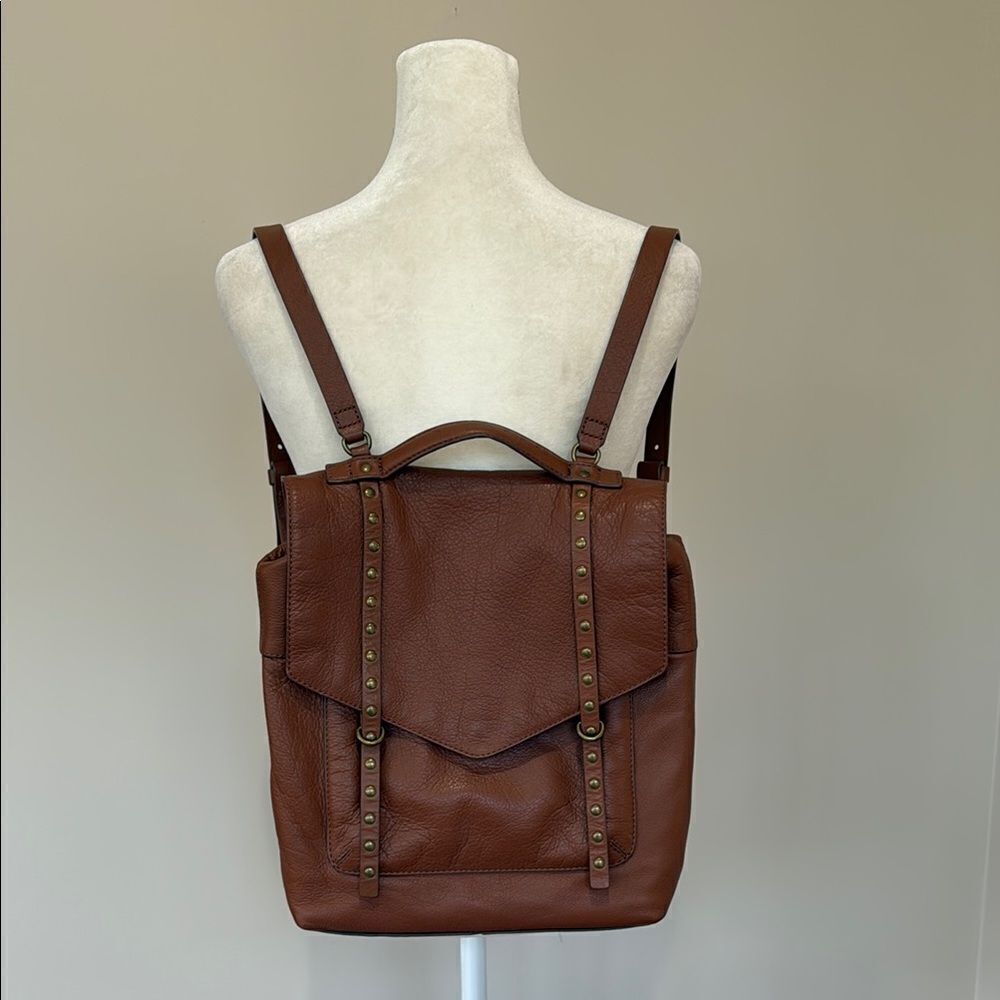 Lucky Genuine Leather Cognac Messenger Backpack